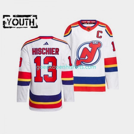 New Jersey Devils Nico Hischier 13 Adidas 2022-2023 Reverse Retro Wit Authentic Shirt - Kinderen
